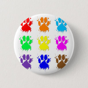Chapa Redonda De 5 Cm Ink Splatter Dog Paw Pattern