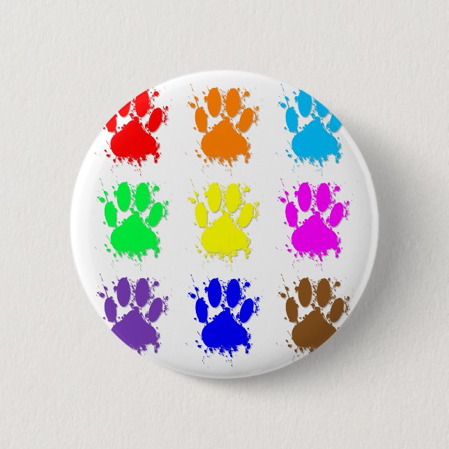 Chapa Redonda De 5 Cm Ink Splatter Dog Paw Pattern (Anverso)