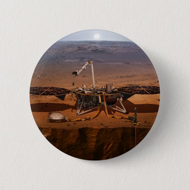 Chapa Redonda De 5 Cm Insight Lander (Anverso)