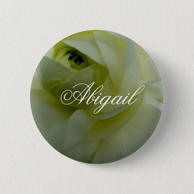 Chapa Redonda De 5 Cm Insignia Abigail White Flower Name (Anverso)