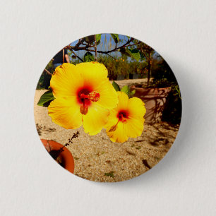 Chapa Redonda De 5 Cm Insignia amarilla de Hibiscus