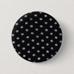 Chapa Redonda De 5 Cm Insignia/botón negros de Polkadot