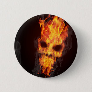 Chapa Redonda De 5 Cm Insignia Calavera en llamas
