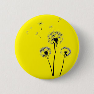 Chapa Redonda De 5 Cm Insignia con diente de león en amarillo