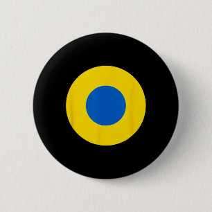 Chapa Redonda De 5 Cm Insignia de avión azul y amarillo de la Fuerza Aér