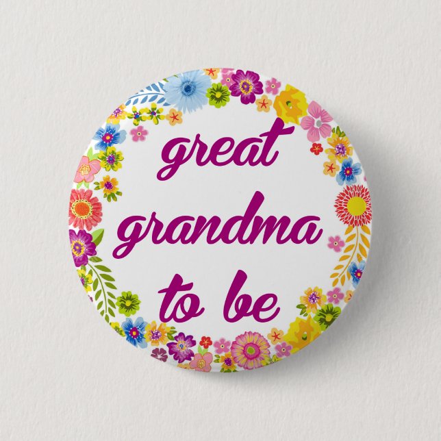 Chapa Redonda De 5 Cm Insignia de Baby Shower - gran abuela a ser (Anverso)