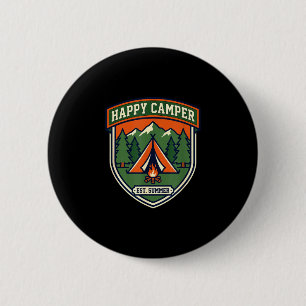 Chapa Redonda De 5 Cm Insignia de campista feliz tienda de campaña monta