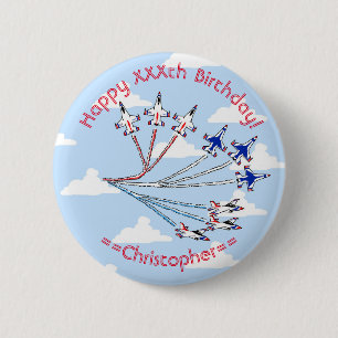 Chapa Redonda De 5 Cm Insígnia de cumpleaños personalizable Thunderbirds