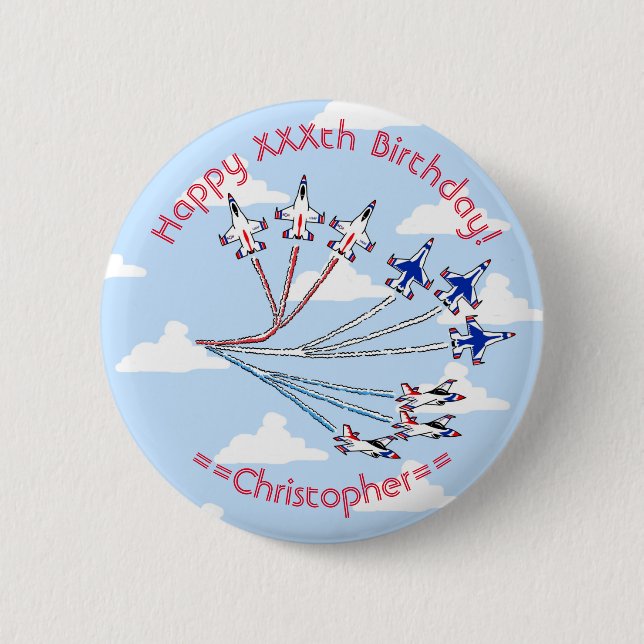Chapa Redonda De 5 Cm Insígnia de cumpleaños personalizable Thunderbirds (Anverso)