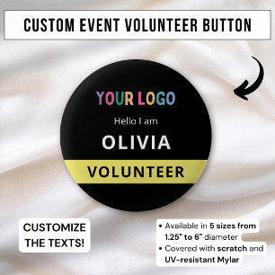 Chapa Redonda De 5 Cm Insígnia de Evento de Voluntariado Personalizado R