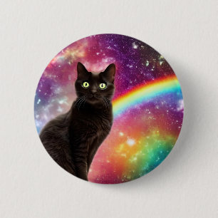 Chapa Redonda De 5 Cm Insignia de gato espacial