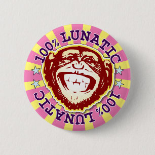 Chapa Redonda De 5 Cm Insignia de mono divertida lunática 100%