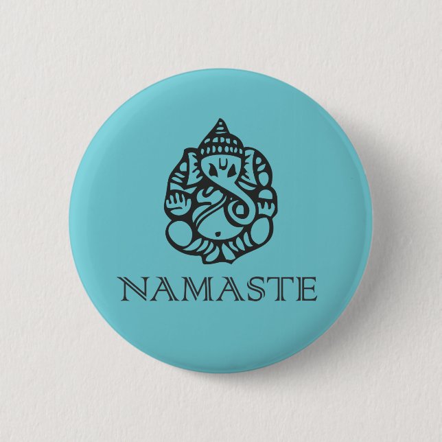 Chapa Redonda De 5 Cm Insignia de Namaste Ganesh (Anverso)