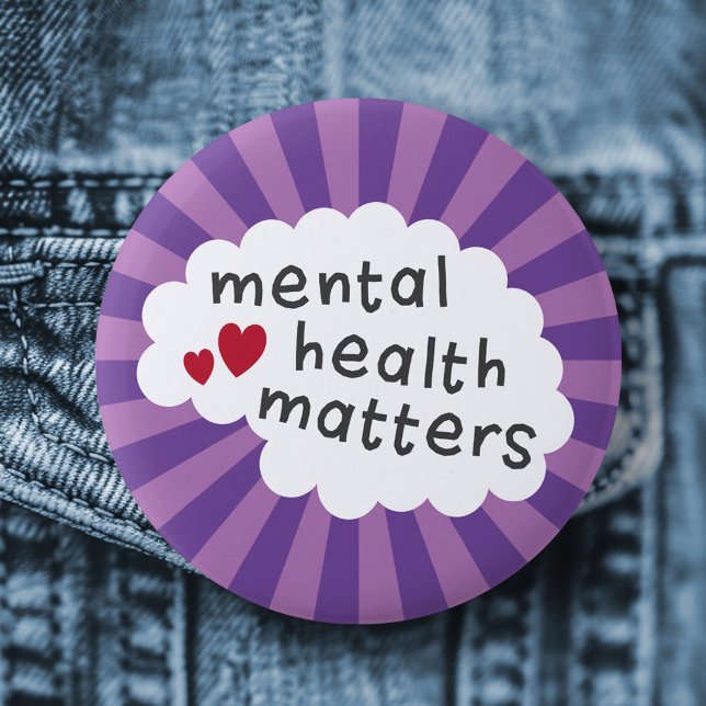 Chapa Redonda De 5 Cm Insignia de protección de asuntos de salud mental (Mental health matters pinback badge button)
