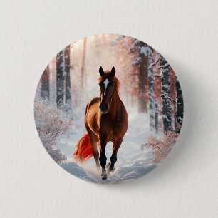 Chapa Redonda De 5 Cm Insígnia de silueta de caballo atemporal