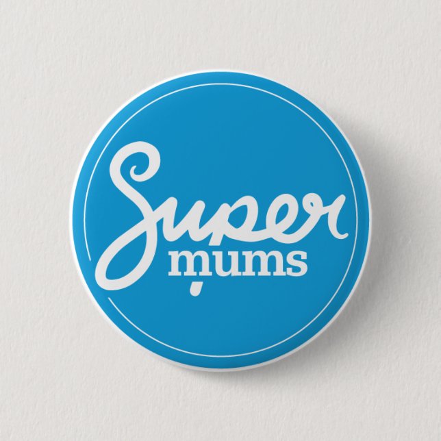 Chapa Redonda De 5 Cm Insignia de supermums - Azul (Anverso)