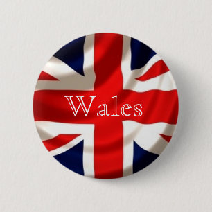 Chapa Redonda De 5 Cm Insignia de Union Jack (País de Gales)