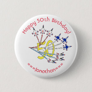 Chapa Redonda De 5 Cm Insignia del 50 cumpleaños de Thunderbirds