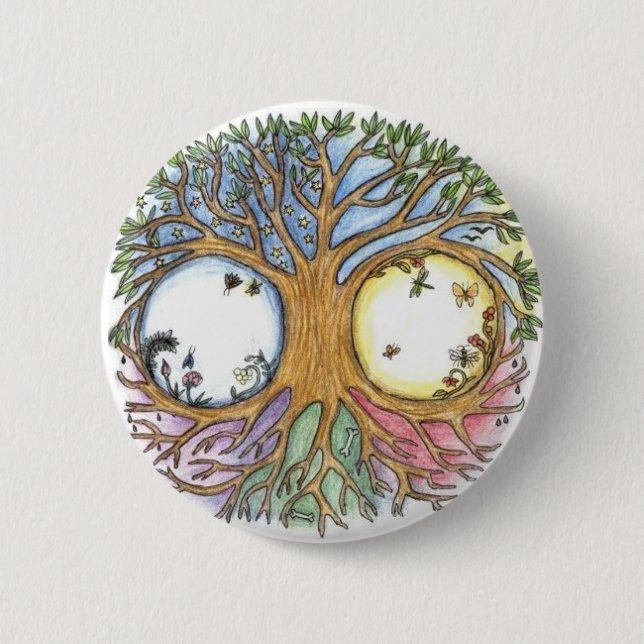 Chapa Redonda De 5 Cm Insignia del árbol del mundo (Anverso)