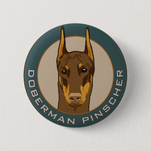 Chapa Redonda De 5 Cm Insignia del Doberman, roja