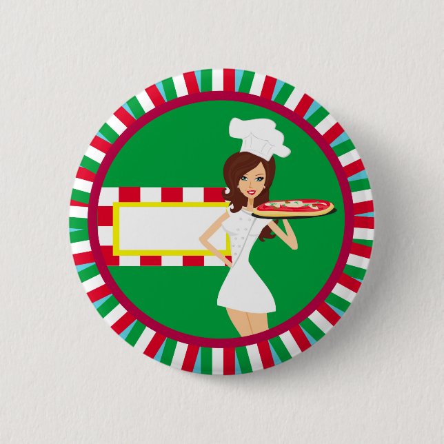 Chapa Redonda De 5 Cm Insignia del fiesta de la pizza (Anverso)