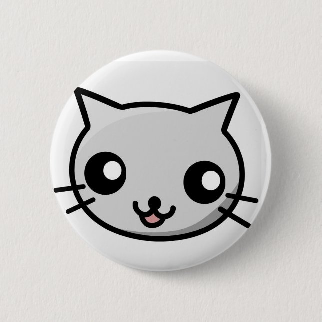 Chapa Redonda De 5 Cm Insignia del gato de Kawaii (Anverso)