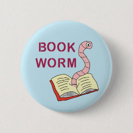 Chapa Redonda De 5 Cm Insignia del gusano de los libros para lectores áv