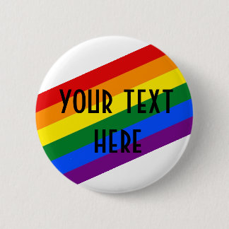 Chapa Redonda De 5 Cm Insignia del orgullo arcoiris - texto Personalizad