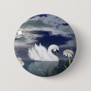 Chapa Redonda De 5 Cm insignia del perno del cisne - cisne encantado