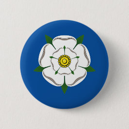 Chapa Redonda De 5 Cm Insignia del rosa blanco de Yorkshire
