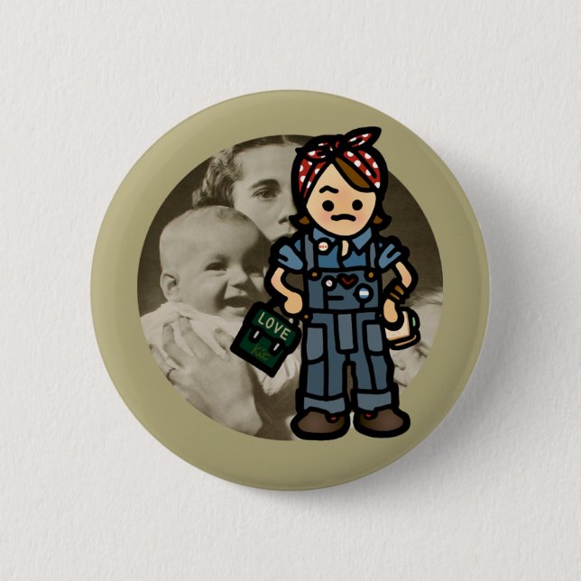 Chapa Redonda De 5 Cm insignia del trabajo (Anverso)