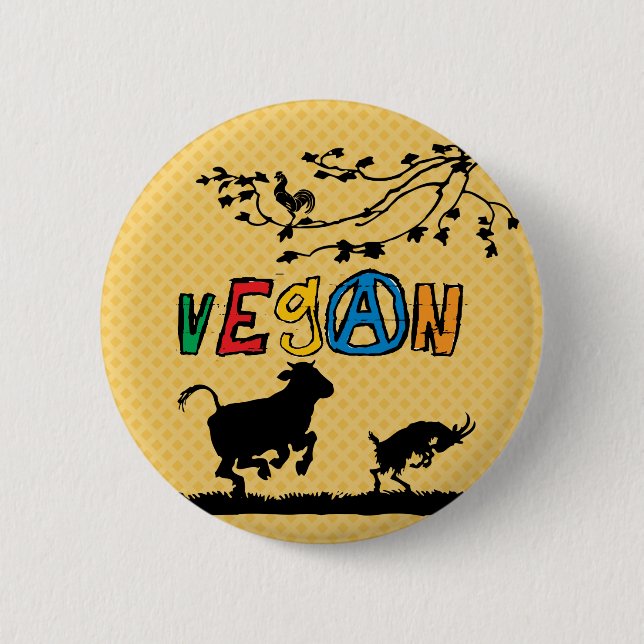 Chapa Redonda De 5 Cm Insignia del vegano (Anverso)