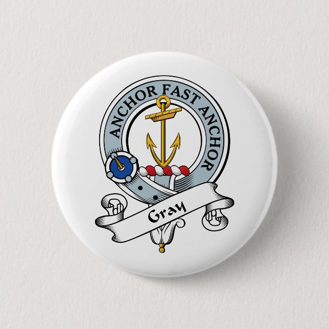 Chapa Redonda De 5 Cm Insignia gris del clan (Anverso)