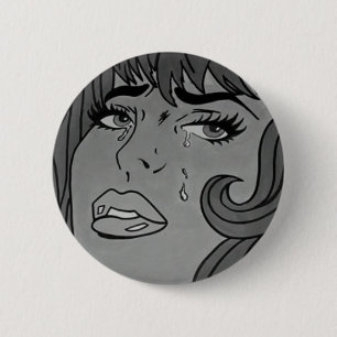 Chapa Redonda De 5 Cm Insignia gritadora del arte pop del chica