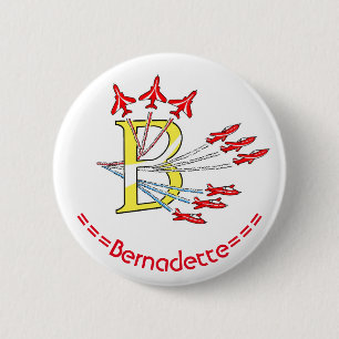 Chapa Redonda De 5 Cm Insignia Inicial de Aviones de Reacción Rojos B
