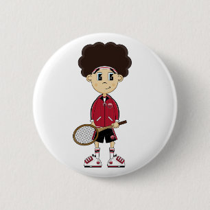 Chapa Redonda De 5 Cm Insignia linda del muchacho del tenis