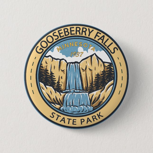 Chapa Redonda De 5 Cm Insignia Minnesota del Parque Estatal Gooseberry F (Anverso)