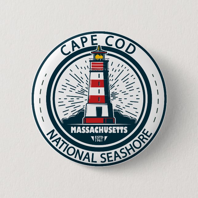 Chapa Redonda De 5 Cm Insignia nacional de Cape Cod para Massachusetts (Anverso)