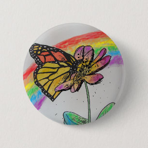 Chapa Redonda De 5 Cm Insignia para pintura de mariposa monarca arco iri
