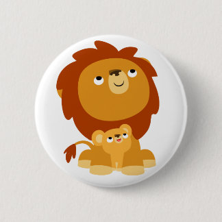 Chapa Redonda De 5 Cm Insignia protectora linda del león del papá y del