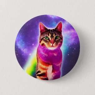 Chapa Redonda De 5 Cm Insignia redonda de 6 Cm para el gato espacial