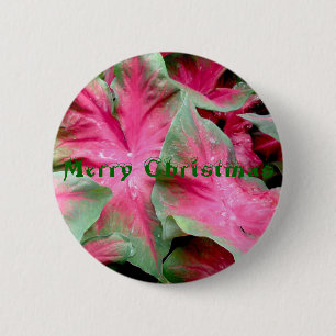 Chapa Redonda De 5 Cm Insignia verde roja de las Felices Navidad del