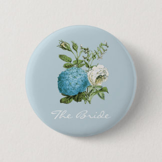 Chapa Redonda De 5 Cm Insignias florales azules personalizadas del
