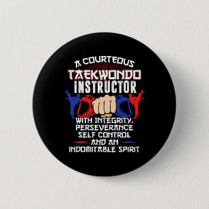 Chapa Redonda De 5 Cm Instructor Taekwondo Gift 5 Tenets Nivel del Cintu