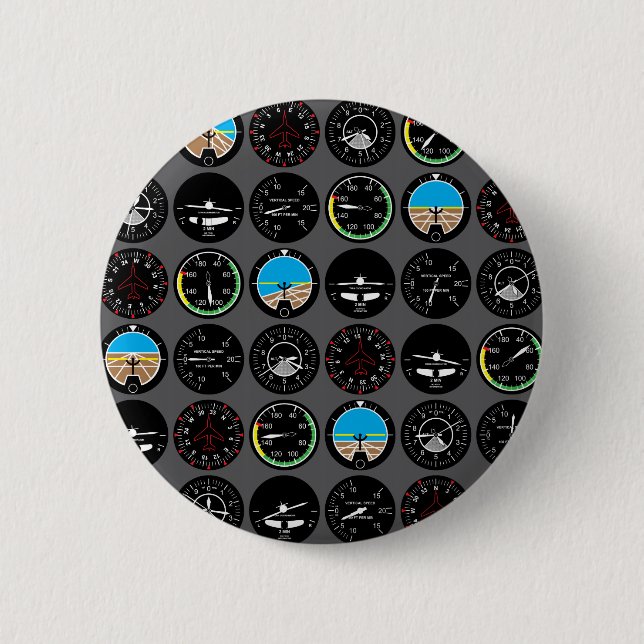 Chapa Redonda De 5 Cm Instrumentos de vuelo (Anverso)