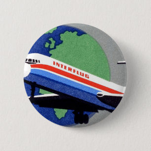 Chapa Redonda De 5 Cm INTERFLUG - Aerolínea nacional de DDR, Alemania Or