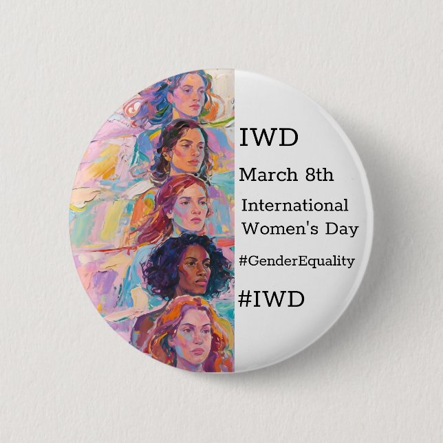 Chapa Redonda De 5 Cm International Women's Day | IWD #GivetoGain (Anverso)