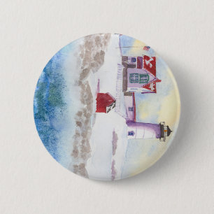 Chapa Redonda De 5 Cm invierno en el Faro Nubble de Maine