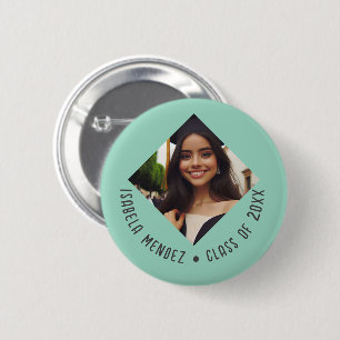 Chapa Redonda De 5 Cm Invitación fotográfica de graduación personalizado