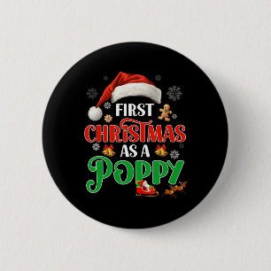 Chapa Redonda De 5 Cm Invitación Primera Navidad Como Un Poppy Que Coinc